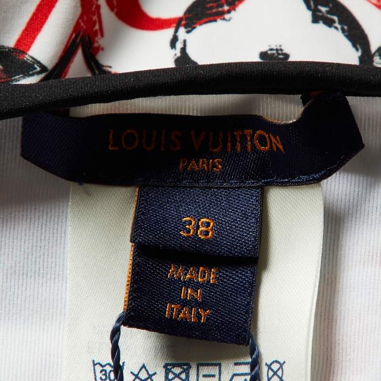 Pre Owned Louis Vuitton White Monogram Print Jersey Bikini Set S/M