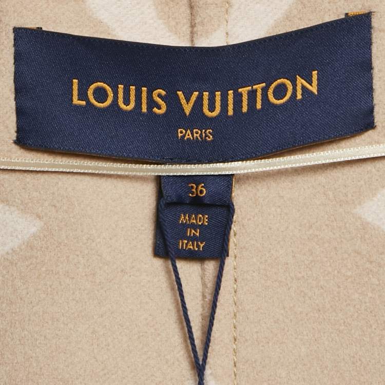 Pre Owned Louis Vuitton Beige Double Face Wool Hooded Wrap Coat S