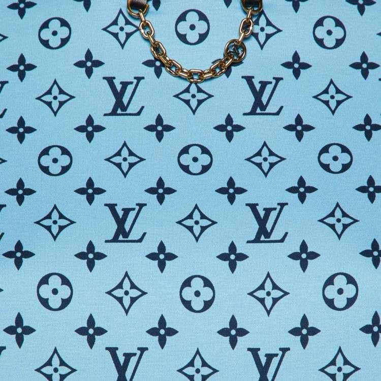 Pre Owned Louis Vuitton Blue Monogram Print Cotton Crew Neck T-Shirt XS