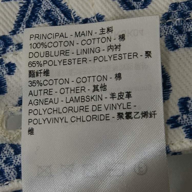 Pre Owned Louis Vuitton White Monogram Print Denim Leather Badge Detail Mini Skirt M
