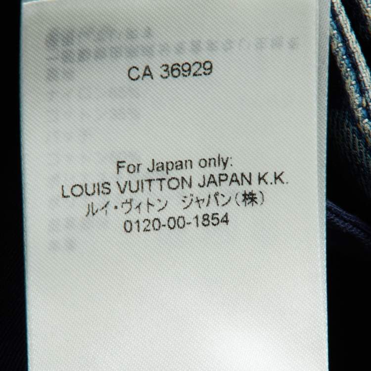 Pre Owned Louis Vuitton Blue Denim Monogram Patch High Waist Jeans S