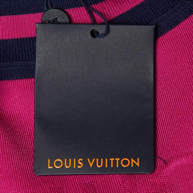 Pre Owned Louis Vuitton Navy Blue Monogram Silk & Wool Bomber Jacket XS