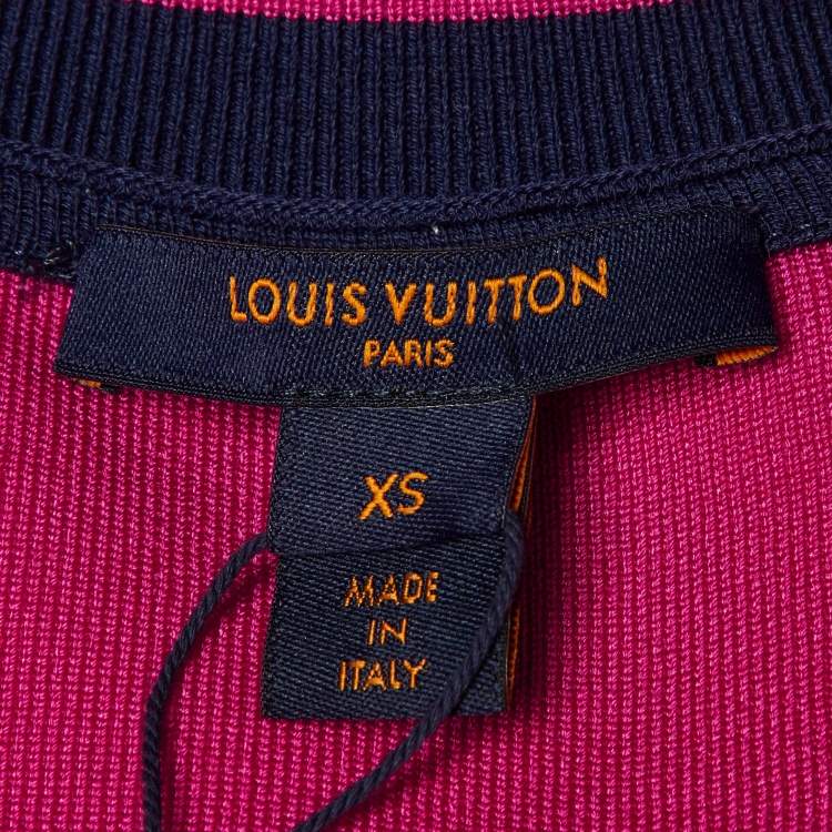 Pre Owned Louis Vuitton Navy Blue Monogram Silk & Wool Bomber Jacket XS