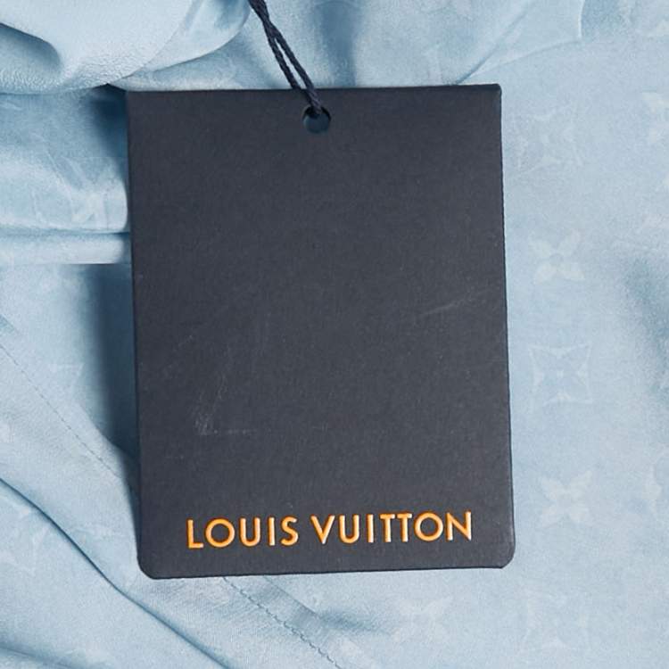 Pre Owned Louis Vuitton Blue Monogram Silk Long Sleeve Shirt S