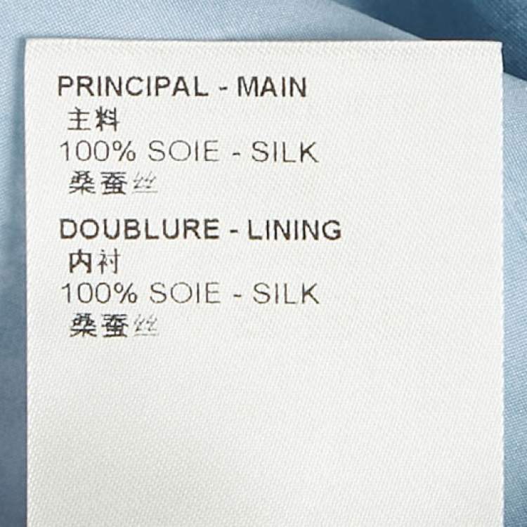 Pre Owned Louis Vuitton Blue Monogram Silk Long Sleeve Shirt S