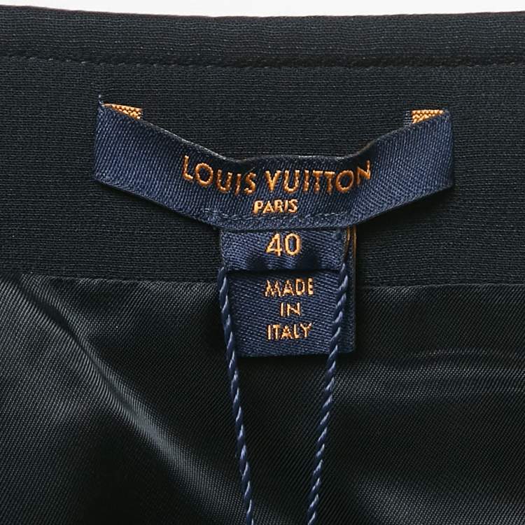 Pre Owned Louis Vuitton Black Wool Button Detail Mini Skirt M