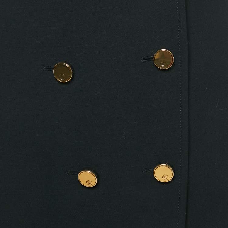 Pre Owned Louis Vuitton Black Wool Button Detail Mini Skirt M