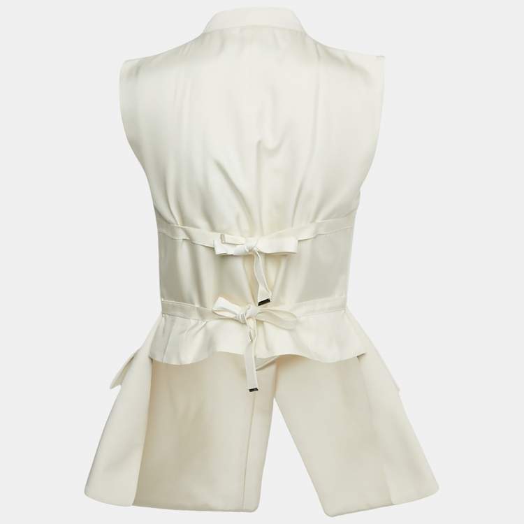 Pre Owned Louis Vuitton Beige Cotton Hook Detail Sleeveless Top M