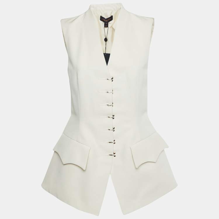 Pre Owned Louis Vuitton Beige Cotton Hook Detail Sleeveless Top M