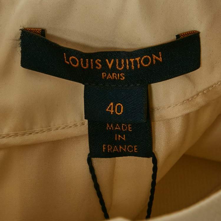 Pre Owned Louis Vuitton Cream Wool Pleated Sleeveless Mini Dress M