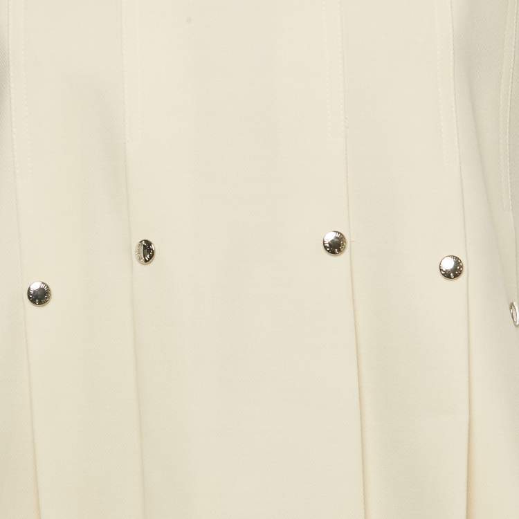 Pre Owned Louis Vuitton Cream Wool Pleated Sleeveless Mini Dress M