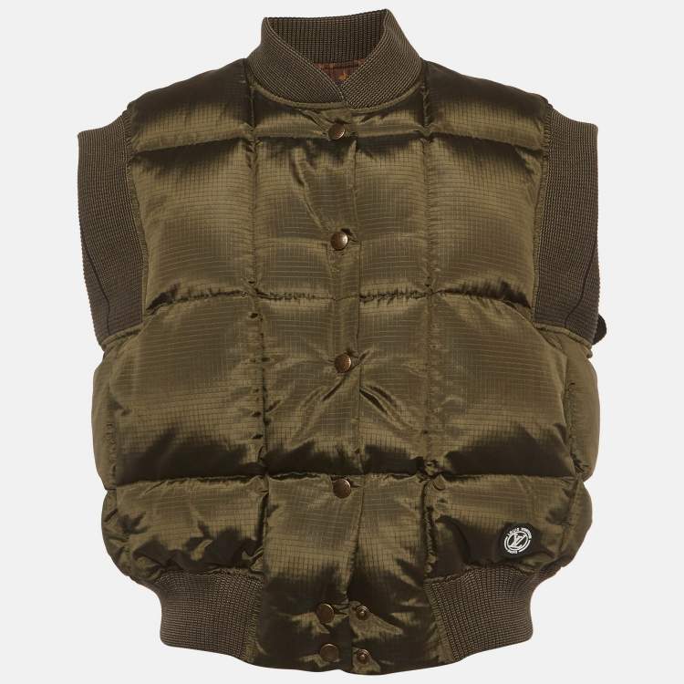 Pre Owned Louis Vuitton Green Nylon Puffer Vest S