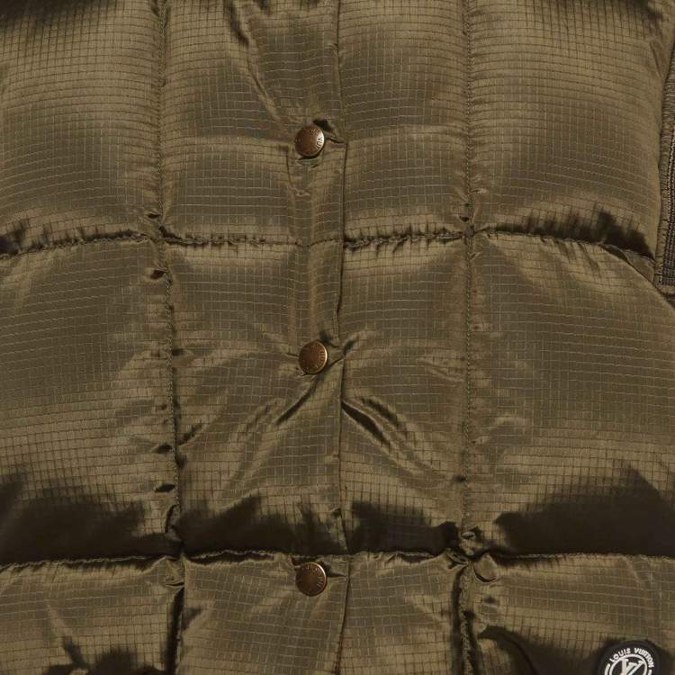 Pre Owned Louis Vuitton Green Nylon Puffer Vest S
