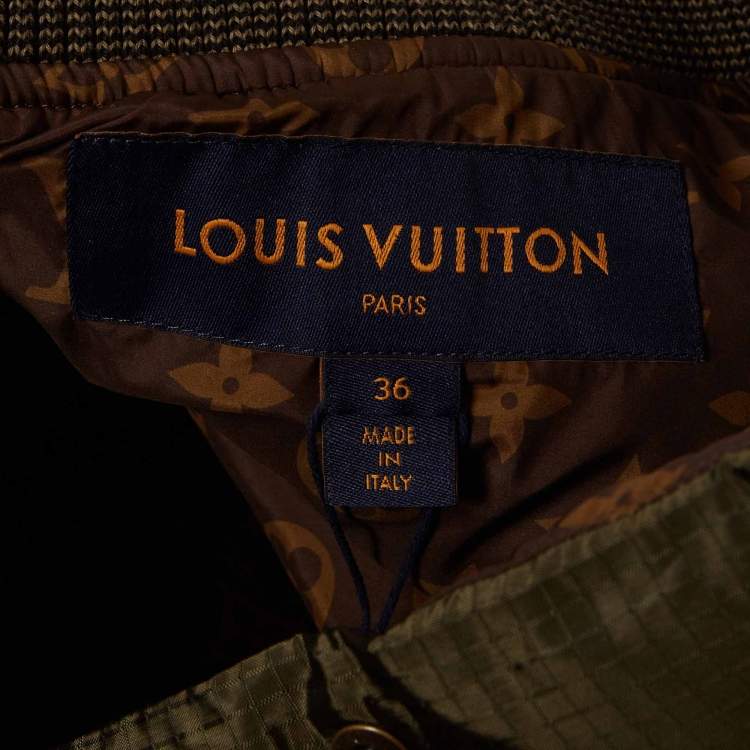 Pre Owned Louis Vuitton Green Nylon Puffer Vest S