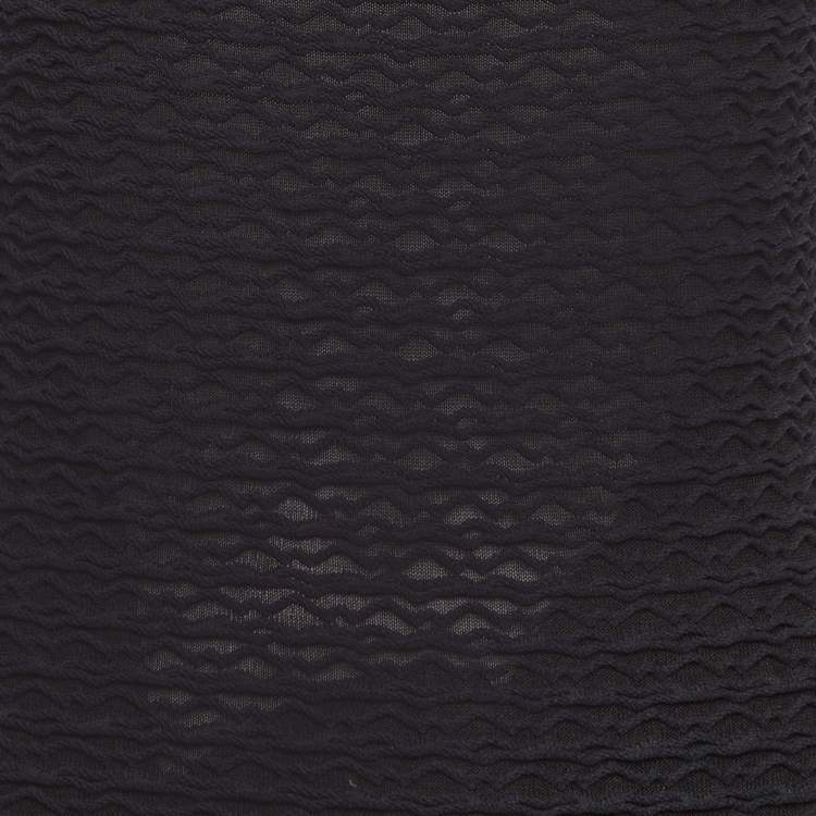 Pre Owned Louis Vuitton Black Wavy Textured Knit Knee Length Dress L