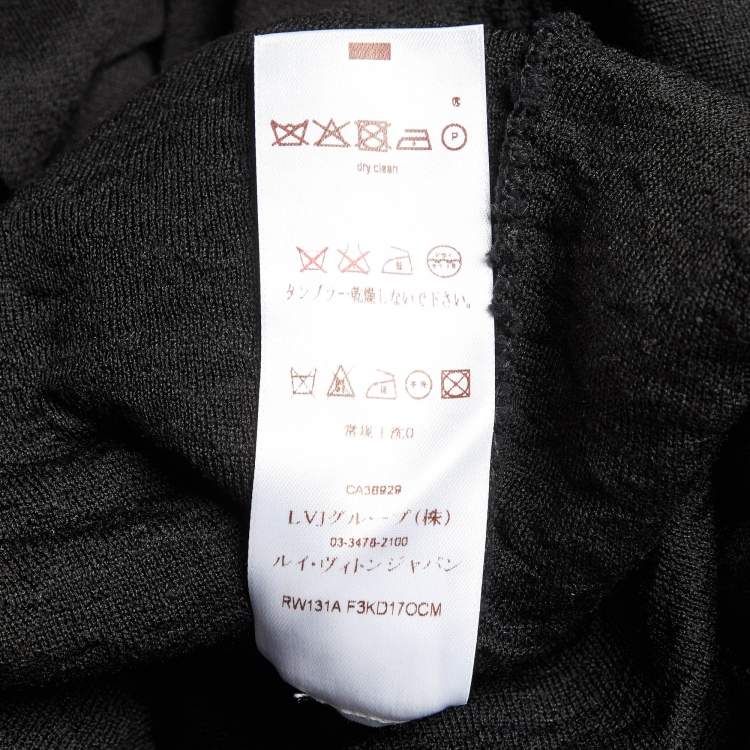 Pre Owned Louis Vuitton Black Wavy Textured Knit Knee Length Dress L