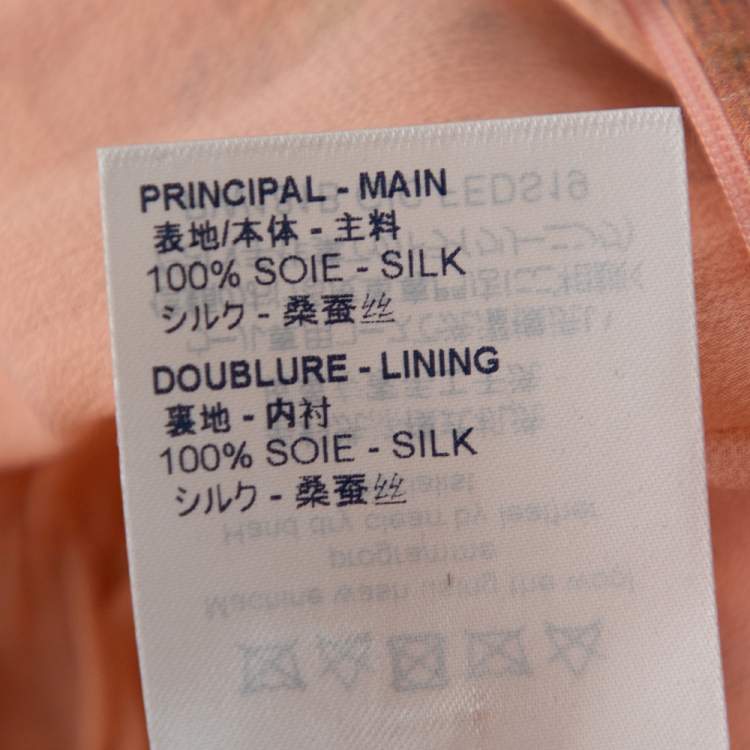 Pre Owned Louis Vuitton Peach Printed Silk Crepe Ruffled Day Dress S