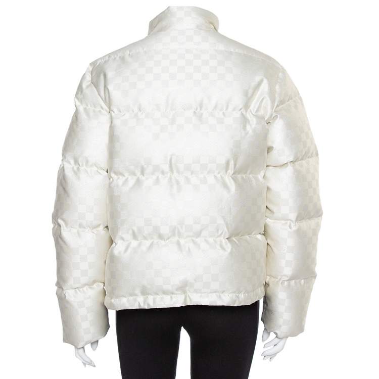 Pre Owned Louis Vuitton Cream Synthetic Down Puffer Jacket M