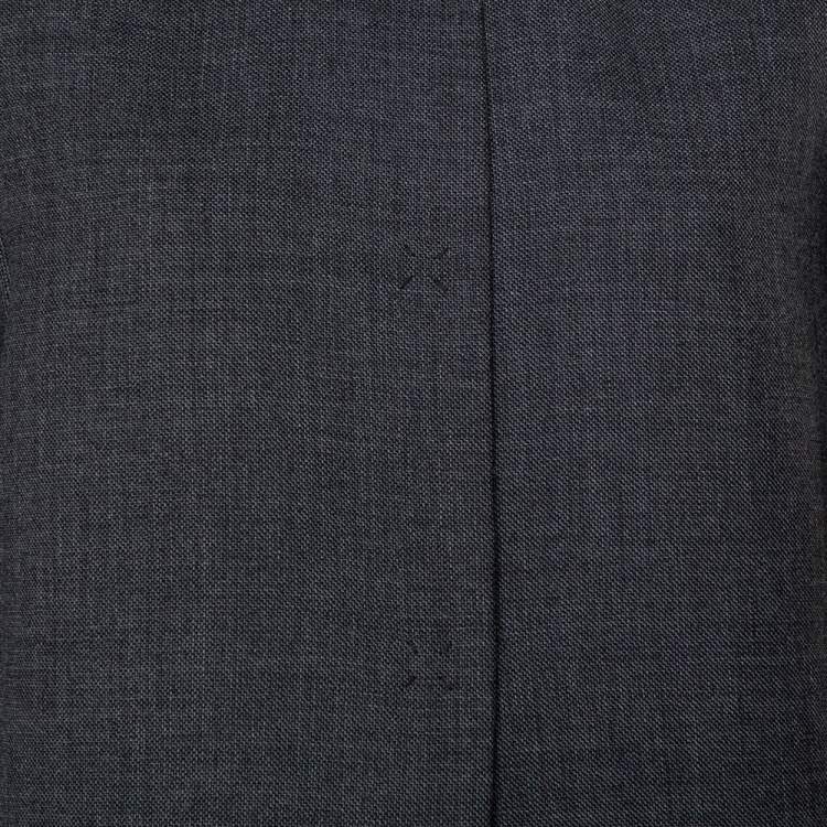 Pre Owned Louis Vuitton Grey Jacquard & Wool Oversized Collared Jacket S
