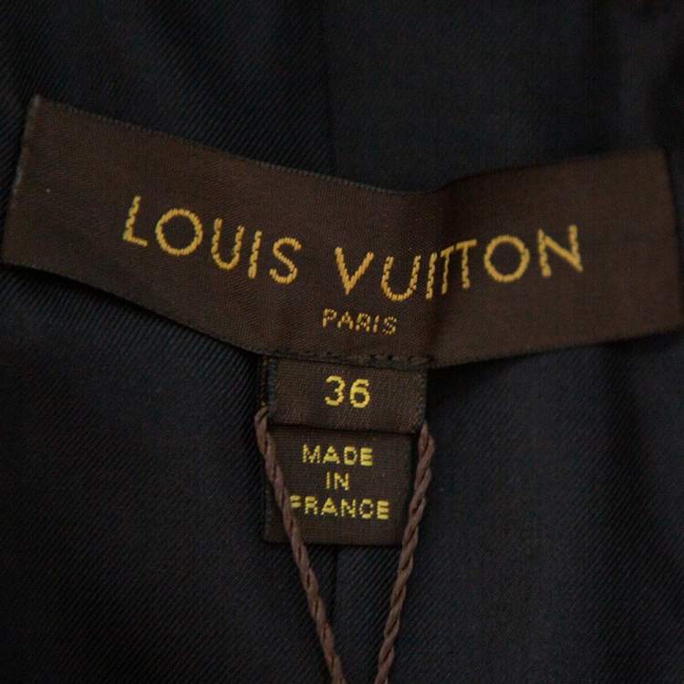 Pre Owned Louis Vuitton Grey Jacquard & Wool Oversized Collared Jacket S