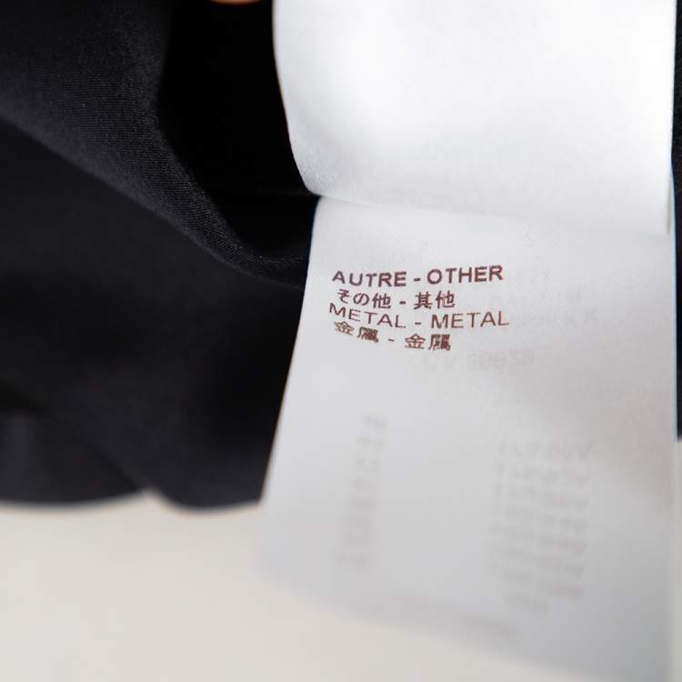 Pre Owned Louis Vuitton Black Silk Contrast Trim Detail Belted Midi Dress M