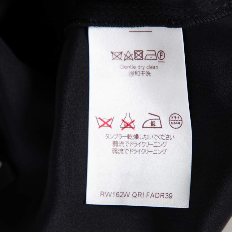 Pre Owned Louis Vuitton Black Silk Contrast Trim Detail Belted Midi Dress M