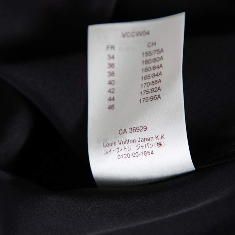 Pre Owned Louis Vuitton Black Silk Contrast Trim Detail Belted Midi Dress M