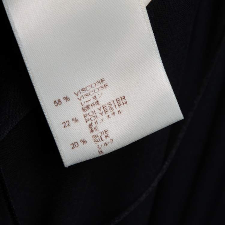 Pre Owned Louis Vuitton Black Jersey Ruffle Trim Ruched Dress L