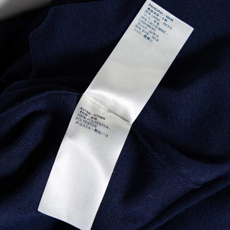 Pre Owned Louis Vuitton Navy Blue Wool & Sequin Embellished Monogram Detailed Dress XS