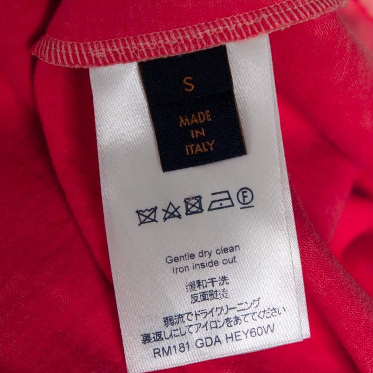 Pre Owned Louis Vuitton Peach Cotton Reflective Logo Oversized T-Shirt S