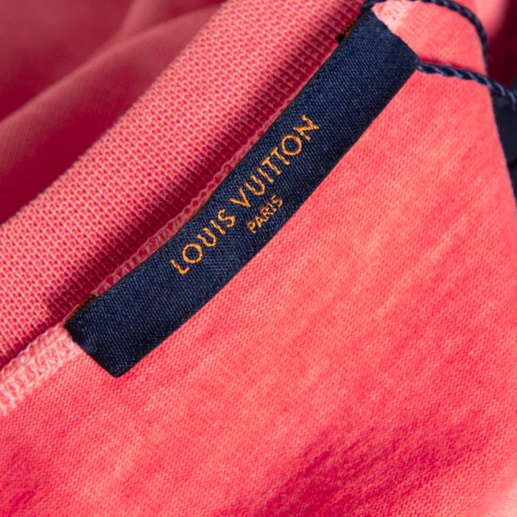 Pre Owned Louis Vuitton Peach Cotton Reflective Logo Oversized T-Shirt S