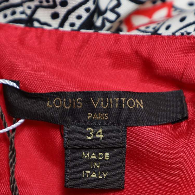 Pre Owned Louis Vuitton Cream Wool & Silk Logo Monogram Shift Dress S