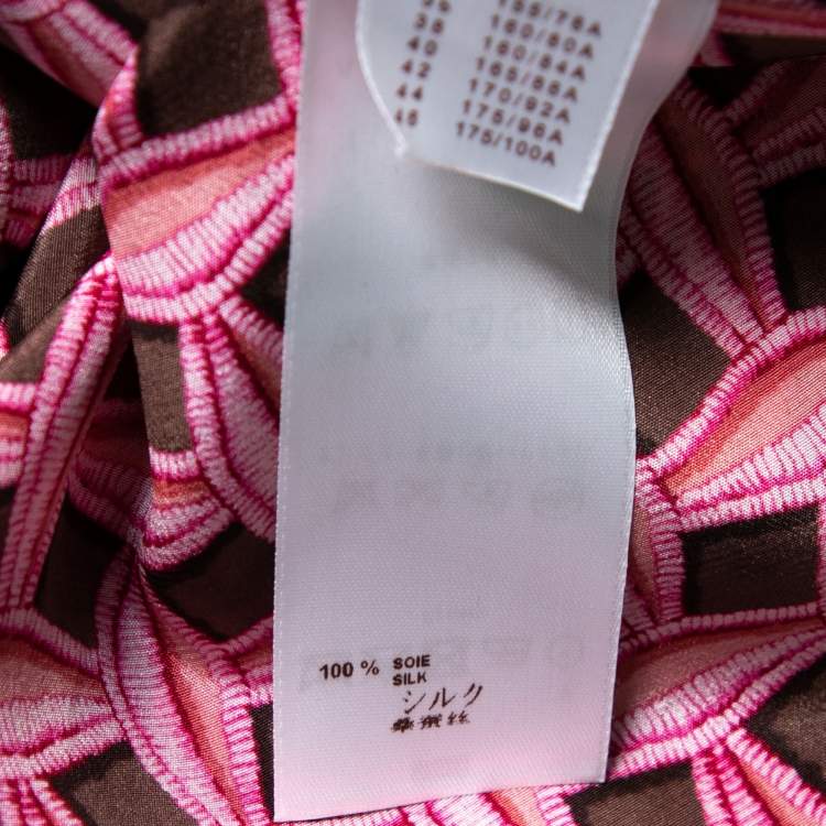 Pre Owned Louis Vuitton Pink Printed Silk Pocket Detail Blouse S 