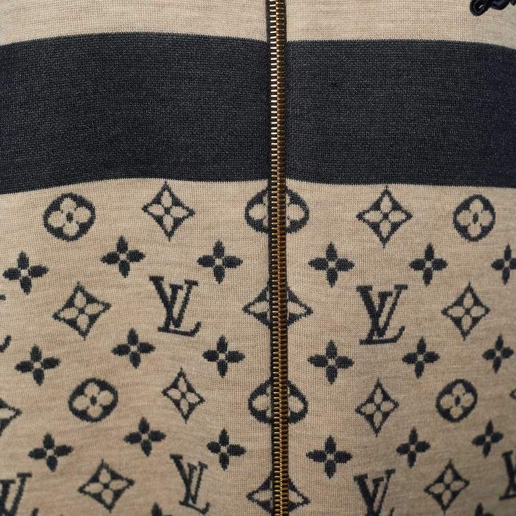 مملوكة مسبقًا Louis Vuitton Beige & Navy Cashmere Blend Striped & Monogram Jacket S
