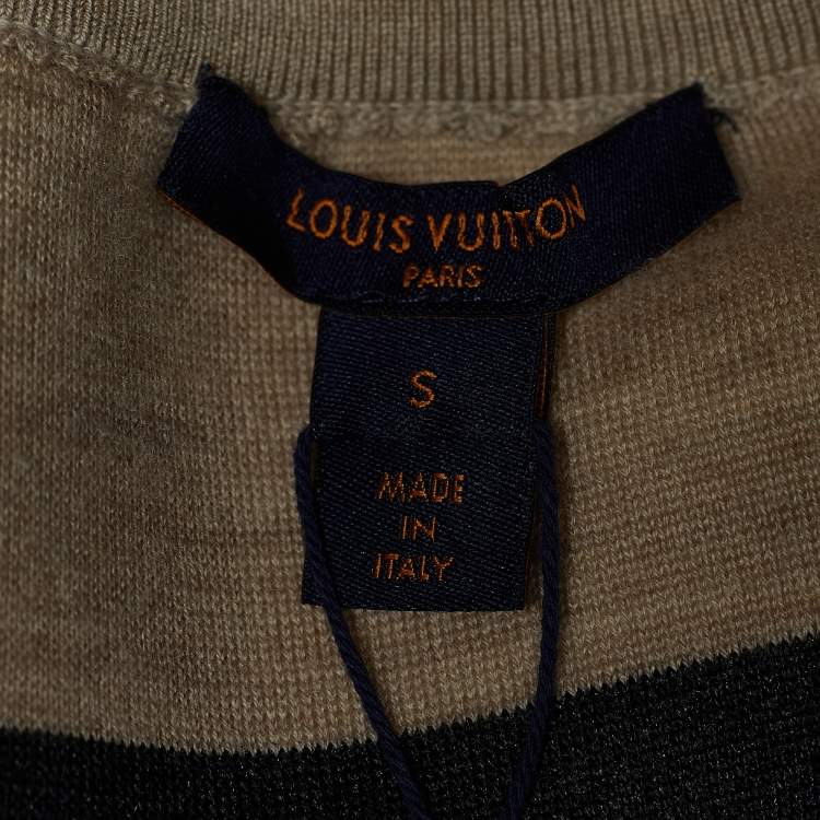 مملوكة مسبقًا Louis Vuitton Beige & Navy Cashmere Blend Striped & Monogram Jacket S