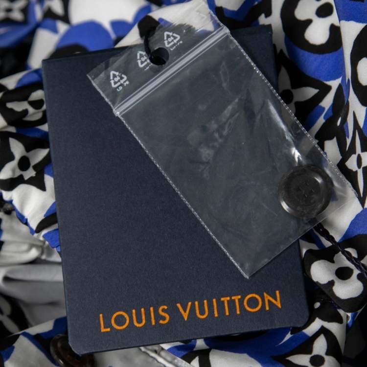 Pre Owned Louis Vuitton White and Blue Monogram Print Synthetic Track Pant S
