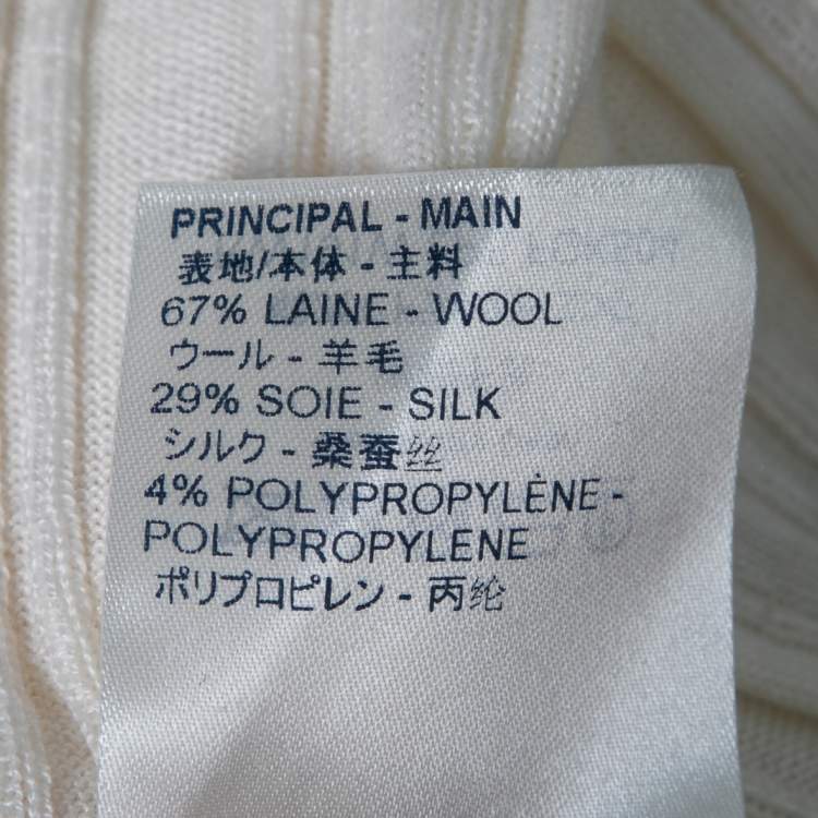 Pre Owned Louis Vuitton Cream Wool Boat Neck Top L