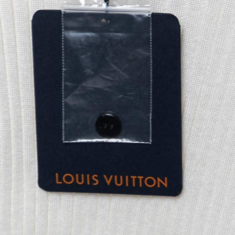 Pre Owned Louis Vuitton Cream Wool Ribbed Knit Pullover M