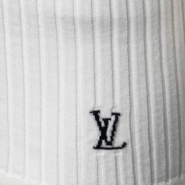 Pre Owned Louis Vuitton Cream Wool Ribbed Knit Pullover M