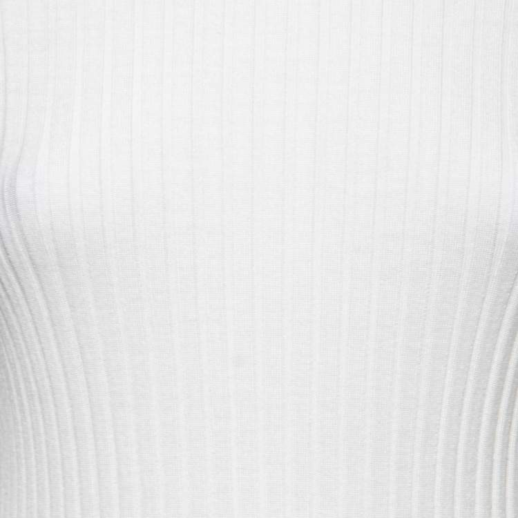 Pre Owned Louis Vuitton Cream Wool Ribbed Knit Pullover M