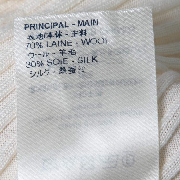 Pre Owned Louis Vuitton Cream Wool Ribbed Knit Pullover M
