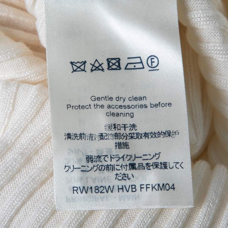 Pre Owned Louis Vuitton Cream Wool Ribbed Knit Pullover M