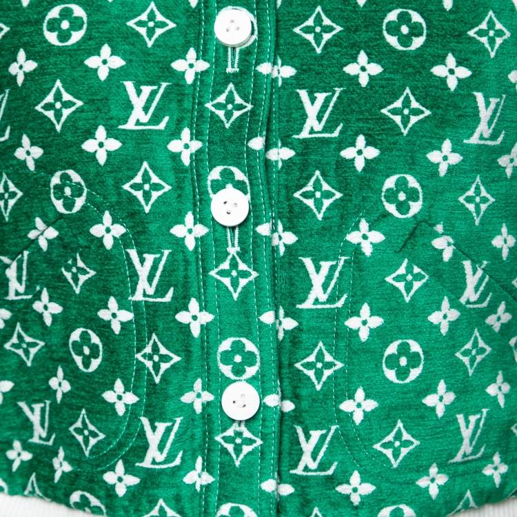 Pre Owned Louis Vuitton Green Monogram Velour Bomber Jacket S