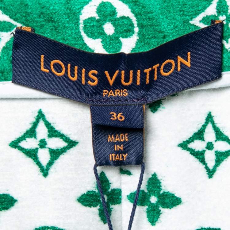 Pre Owned Louis Vuitton Green Monogram Velour Bomber Jacket S