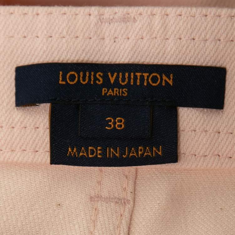 Pre Owned Louis Vuitton Pink Denim Patch Detail Jeans M Waist 29" 