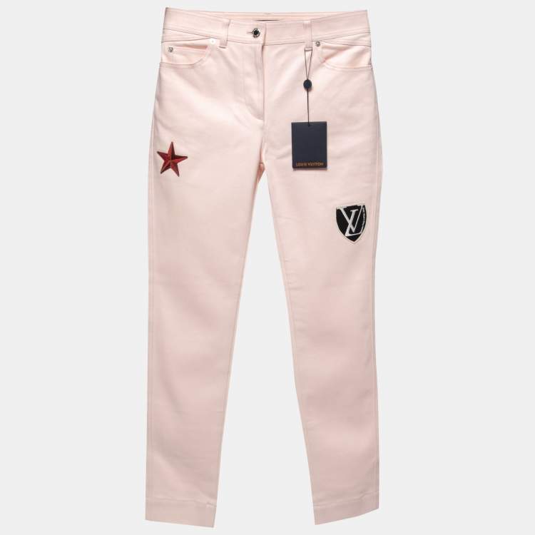 Louis Vuitton Pink Denim Patch Detail Jeans M Waist 29