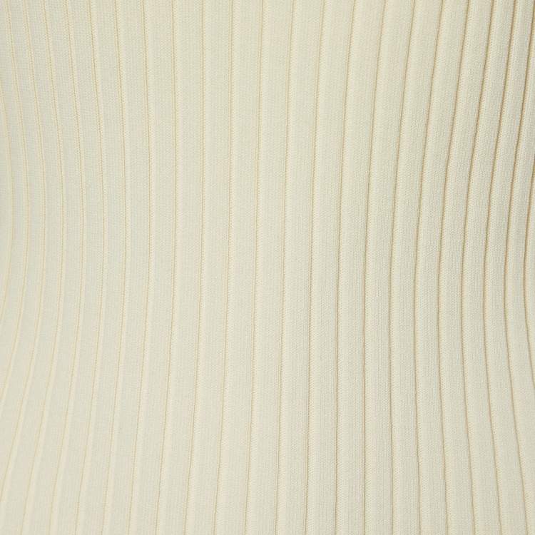 Pre Owned Louis Vuitton Cream Rib Knit Turtle Neck Sweater S