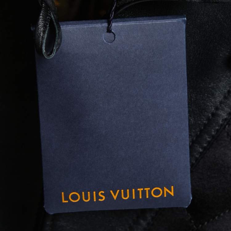 Pre Owned Louis Vuitton Black Leather & Silk Quilted Biker Jacket L