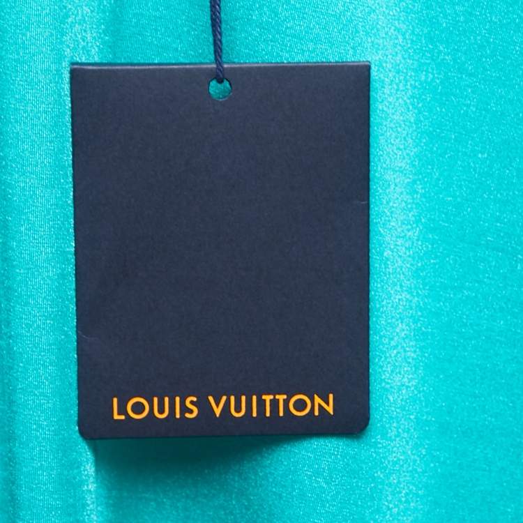 مملوكة مسبقًا Louis Vuitton Green Logo Printed Knit Crew Neck Half Sleeve T-Shirt S
