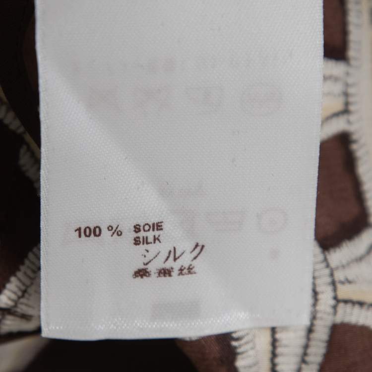 Pre Owned Louis Vuitton Brown & Beige Printed Silk Pocket Detail Midi Dress M